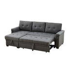 Lilola Home Sierra Dark Gray Linen Reversible Sleeper Sectional Sofa with Storage Chaise