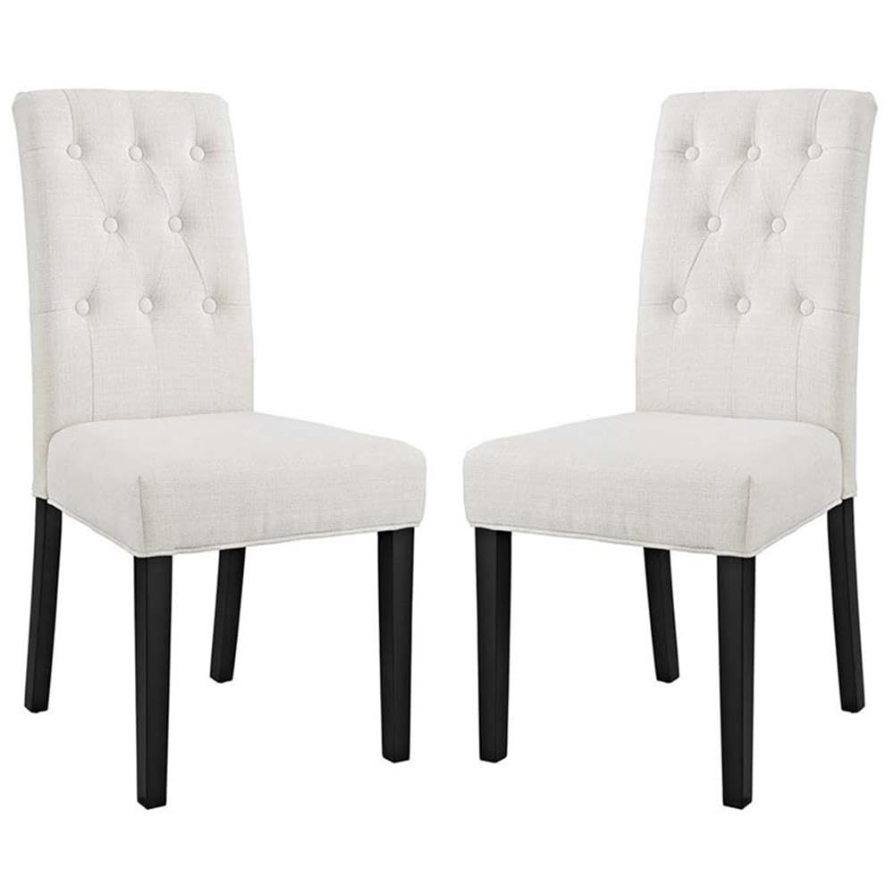 Modway Confer Modern Tufted Upholstered Fabric Parsons Two Kitchen And Dining Room Chairs In Beige