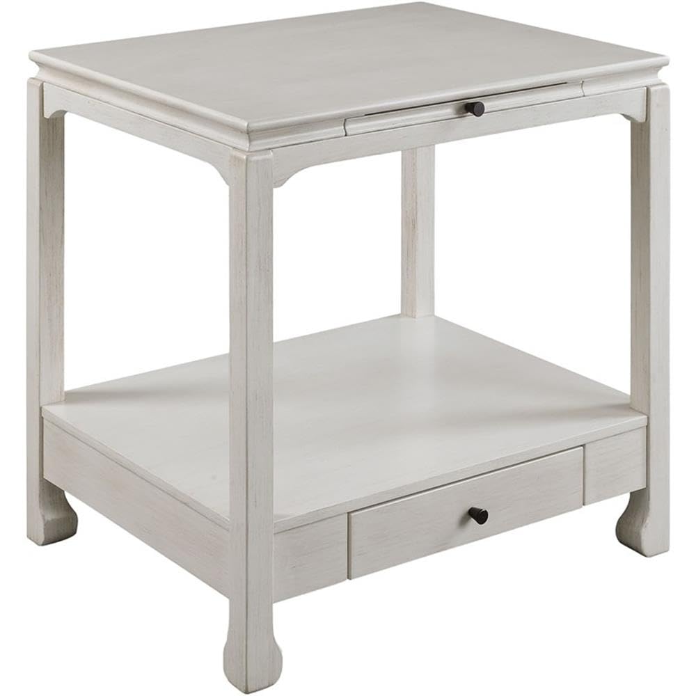 Acme Seatlas Wooden Accent Table With Storage Drawer In Antique White