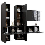 vidaXL TV Cabinet Set 7 Piece Home Indoor Living Room Hanging Wall-Mounted Stereo Plasma HiFi Cabinet TV Unit Furniture Gray Engineered Wood