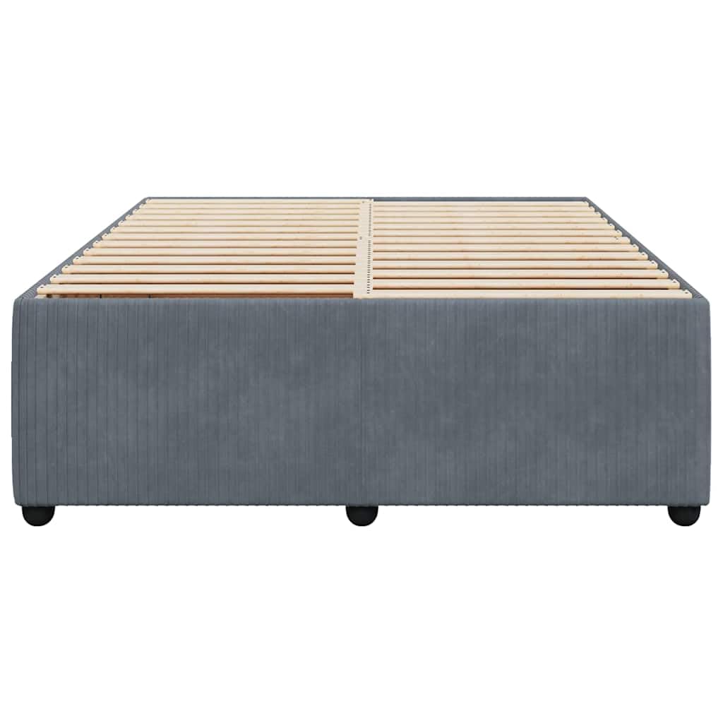 vidaXL Upholstered Bedstead - Velvet Mattress Base - Full Size Dark Gray Bed Frame, Bedroom Comfort with Pine Wood Stability