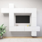 vidaXL TV Cabinet Set 9 Piece Home Living Room Bedroom Furniture HiFi Stereo Cabinet TV Stand Media Unit Entertainment Center Engineered Wood White