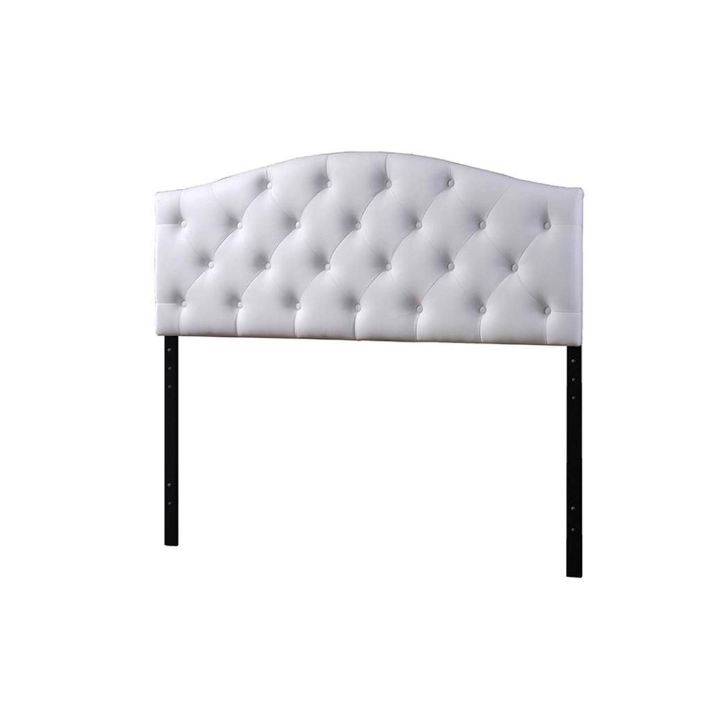 Baxton Studio Myra Modern and Contemporary Faux Leather Upholstered Button-Tufted Scalloped Headboard White/Twin