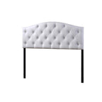 Baxton Studio Myra Modern and Contemporary Faux Leather Upholstered Button-Tufted Scalloped Headboard White/Twin