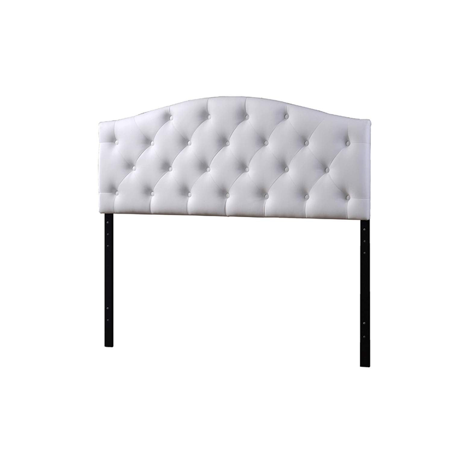 Baxton Studio Myra Modern and Contemporary Faux Leather Upholstered Button-Tufted Scalloped Headboard White/Twin