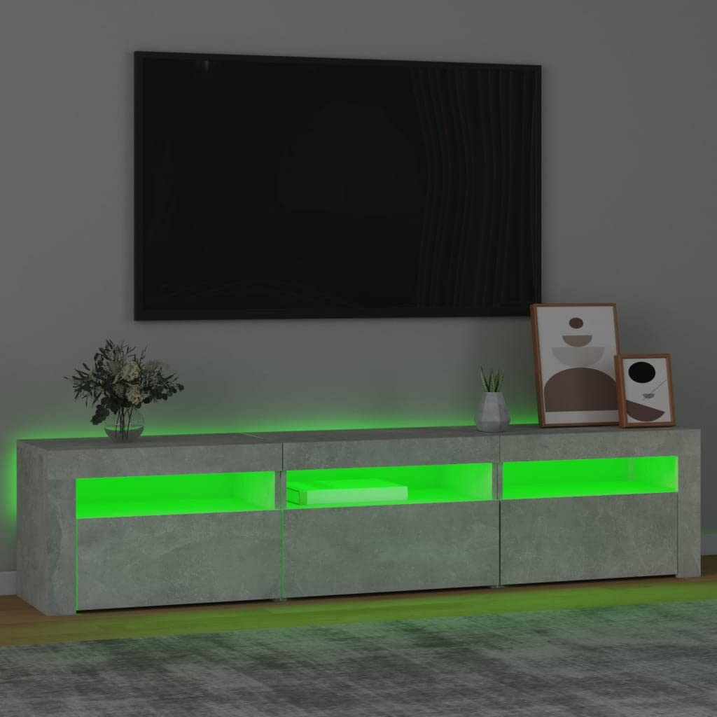 vidaXL TV Cabinet with LED Lights Home Bedroom Living Room Entertainment Center HiFi Side Cabinet TV Console Stand Media Unit Furniture Concrete Gray