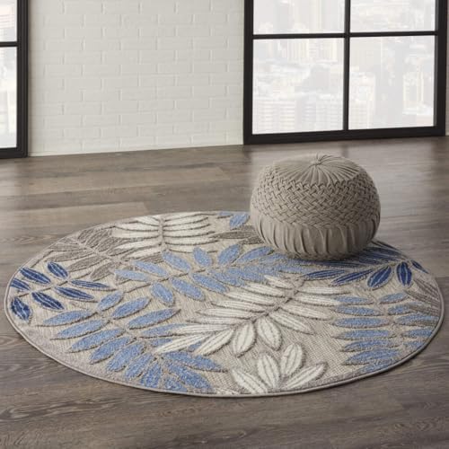 HomeRoots 3' X 4' Blue and Gray Floral Indoor Outdoor Area Rug