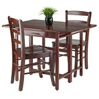 Taylor Drop Leaf Table Set: Versatile Dining & Gaming Solution | Solid Wood Construction | Walnut Finish | Includes Table & 2 Ladder Back Chairs