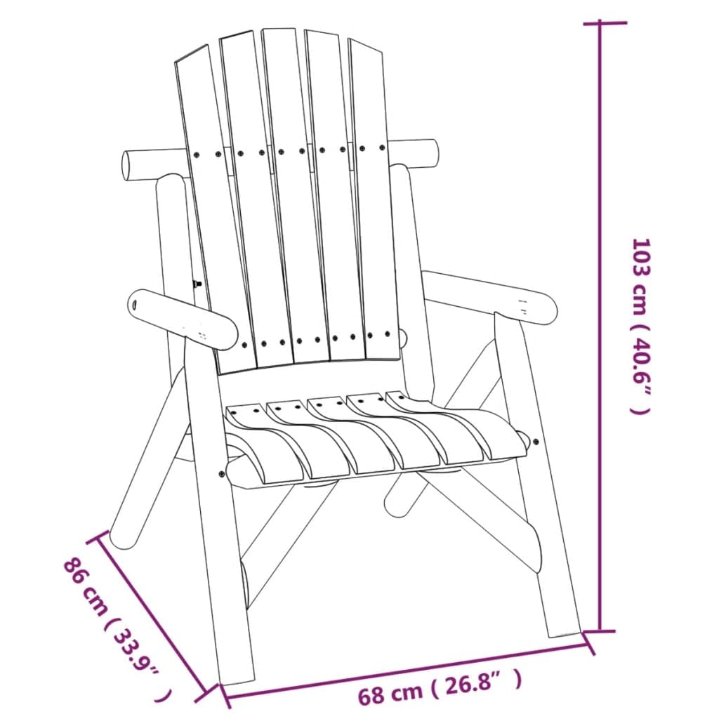 vidaXL Patio Lounge Set 3 Piece - Solid Spruce Wood Set - Comfortable Armrests Adirondack-Style Backrests - Durable Tabletop - Easy Assembly - Brown Dark Finish