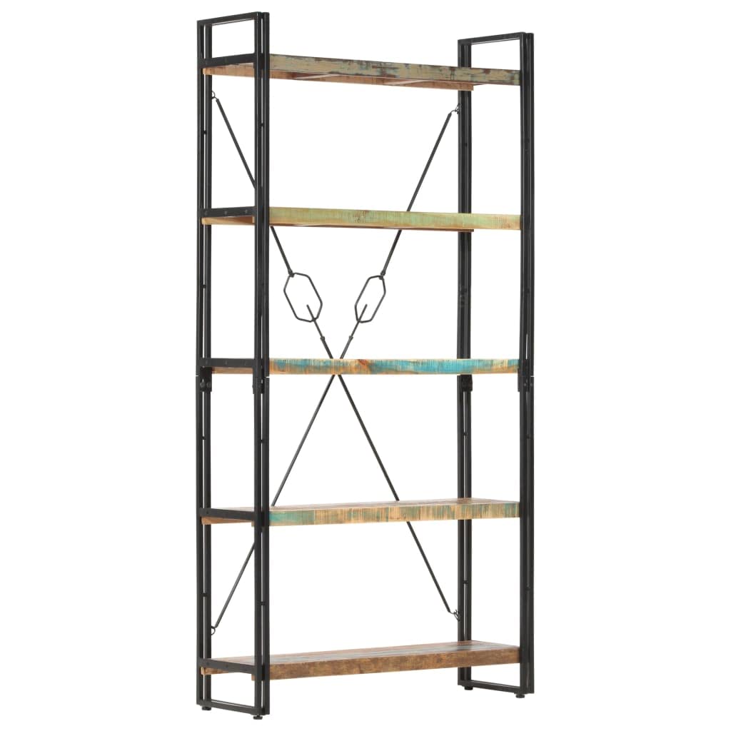vidaXL 5-Tier Bookcase 35.4&quot;x11.8&quot;x70.9&quot; Solid Reclaimed Wood