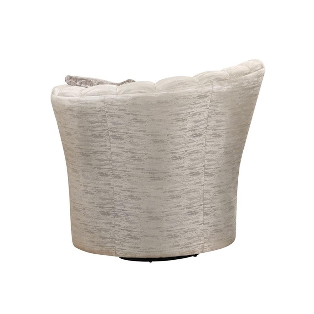 Acme Athalia Fabric Channeled Tufted Chair in Shimmering Pearl Beige