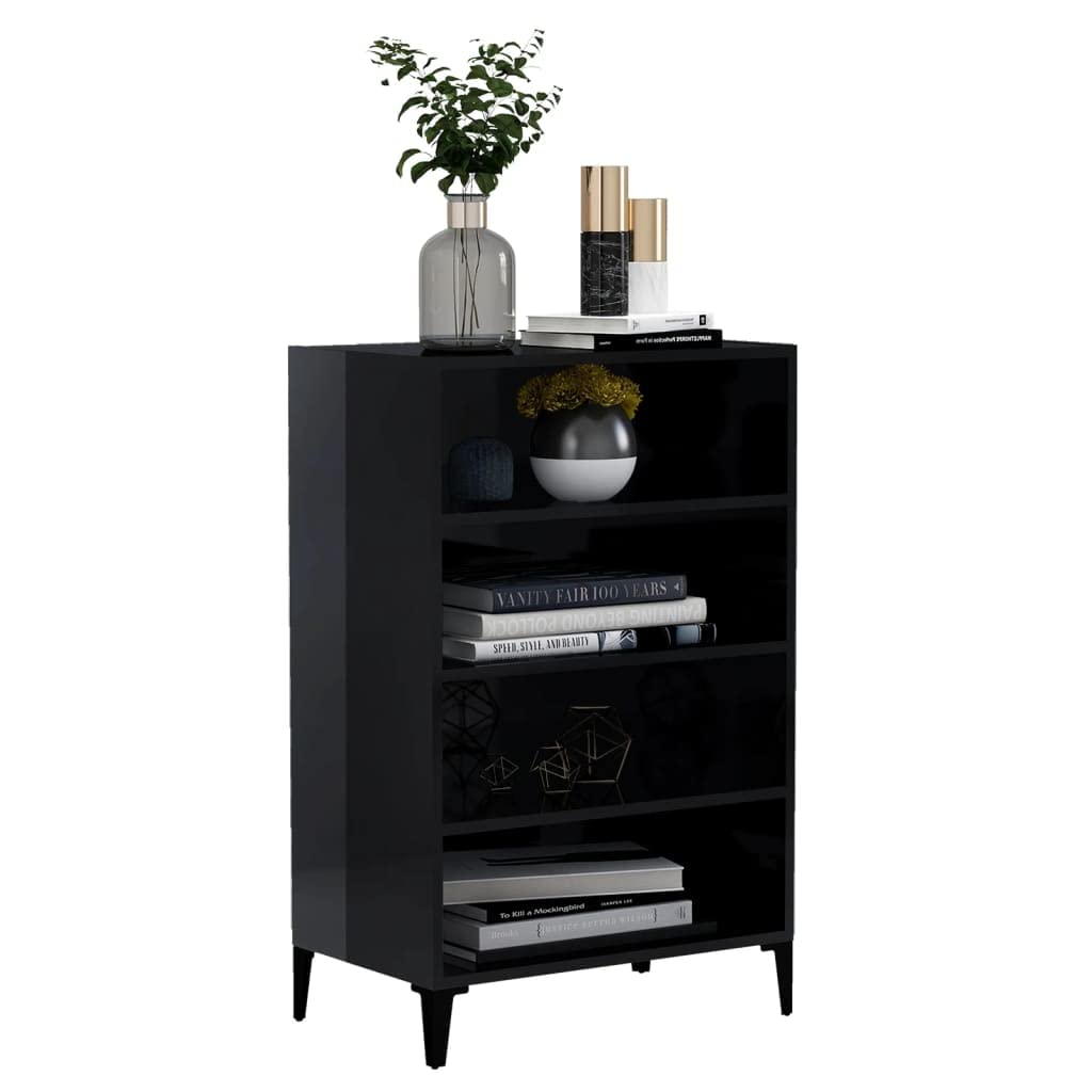 vidaXL Sideboard High Gloss Black 22.4&quot;x13.8&quot;x35.4&quot; Chipboard