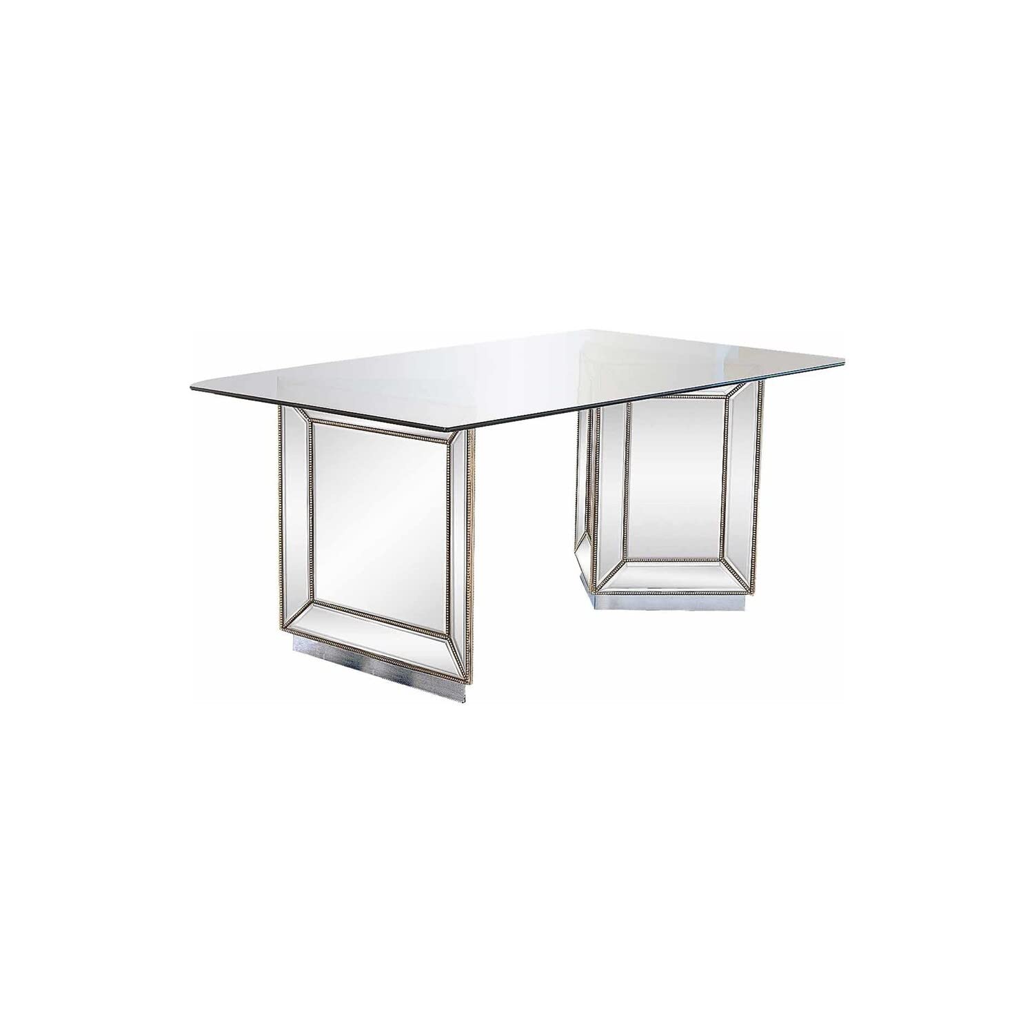 Best Master Nicolette 72&quot; Solid Wood Dining Table In Mirrored Silver