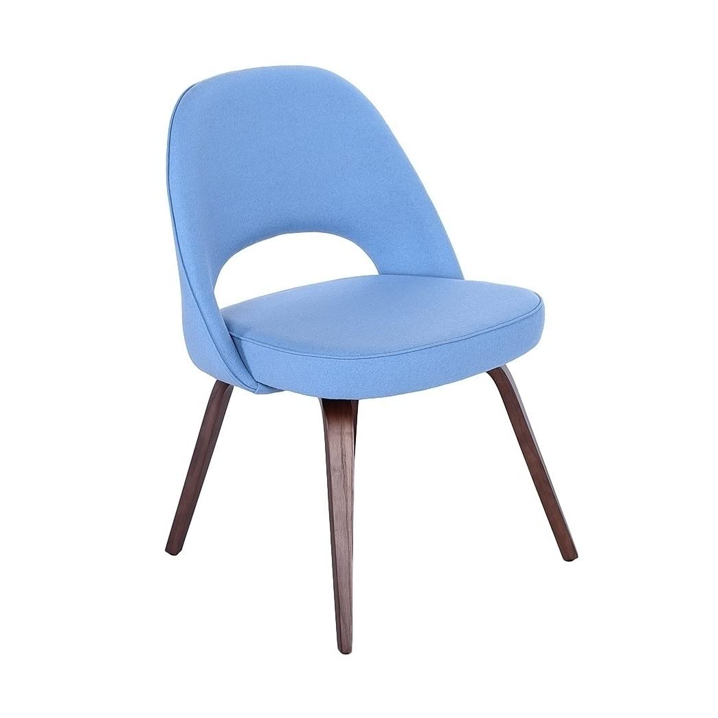 GFURN Sienna Executive Side Chair - Light Blue Fabric and Walnut Legs