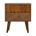 Artisan Furniture Solid Wood Bedside with Carved Drawer Front Cabinet, One Size, Chestnut