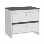 HomeRoots White- Dark Brown Modern and Minimalist White and Dark Brown Board Nightstand
