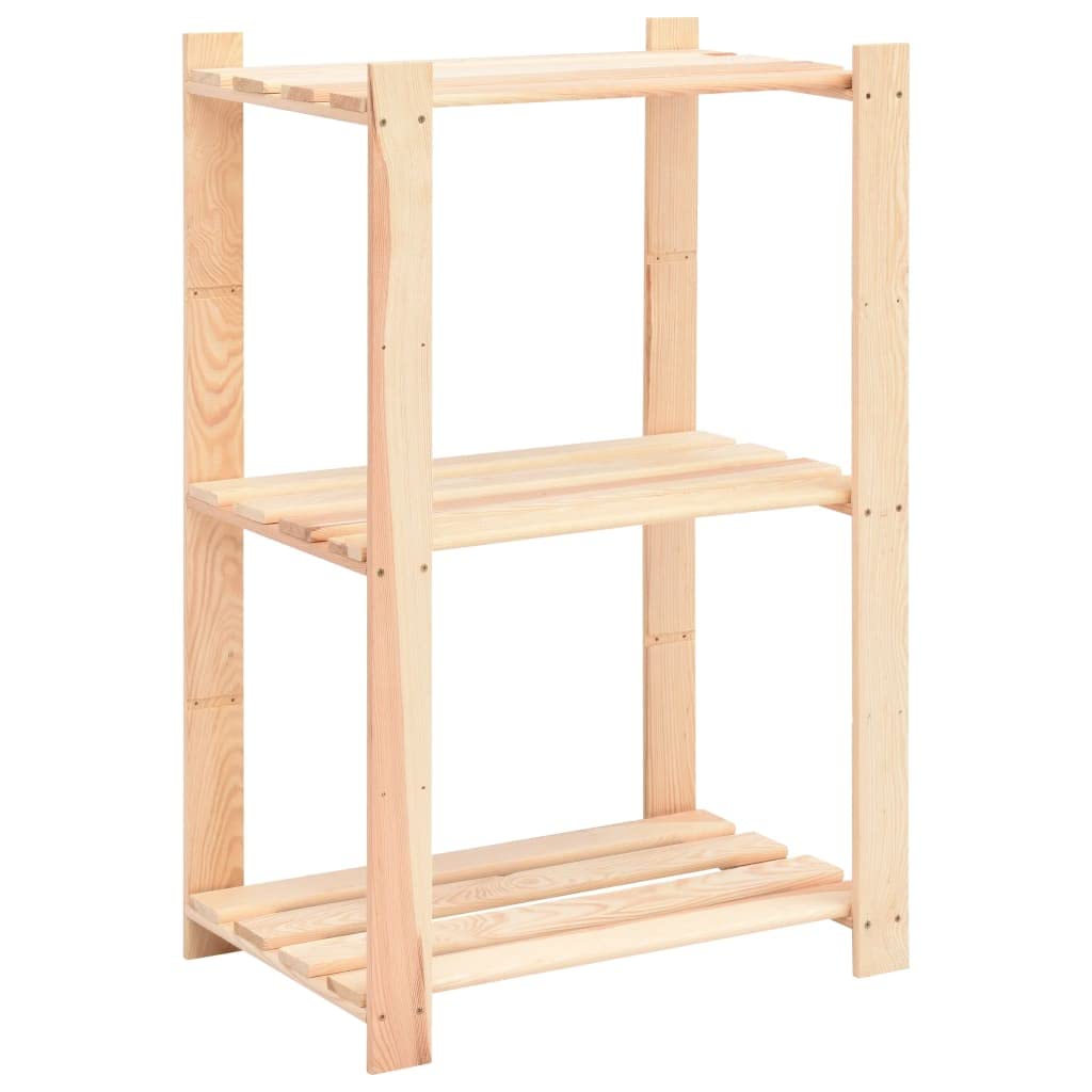 vidaXL 3-Tier Pinewood Storage Rack 23.6&quot;x15&quot;x35.4&quot; – Practical Storage Solution with 330.7 lb Capacity for Home and Office