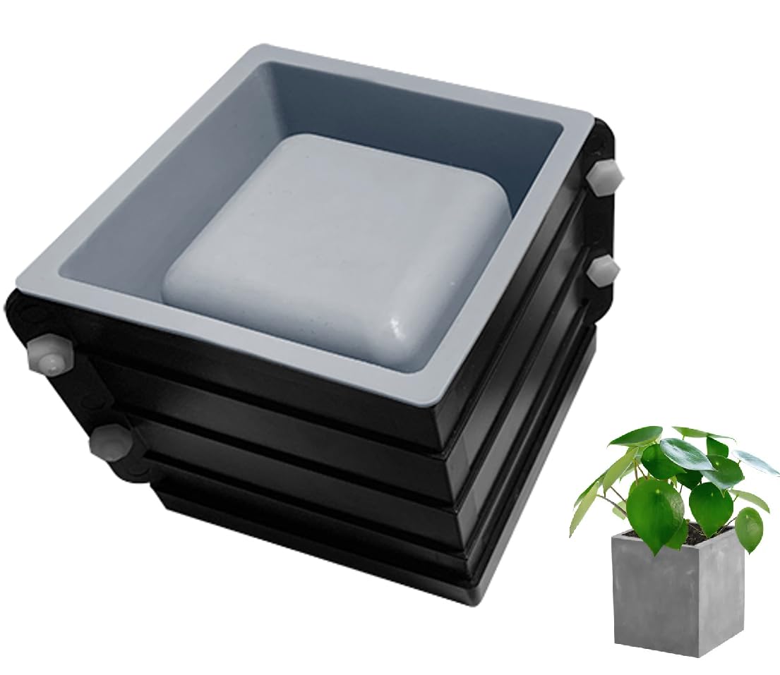 Silicone Planter Mold, Square Concrete Molds For Flower Pots, Diy Pots Cement Molds For Succulent, Cube Shape Concrete Pot Mold,