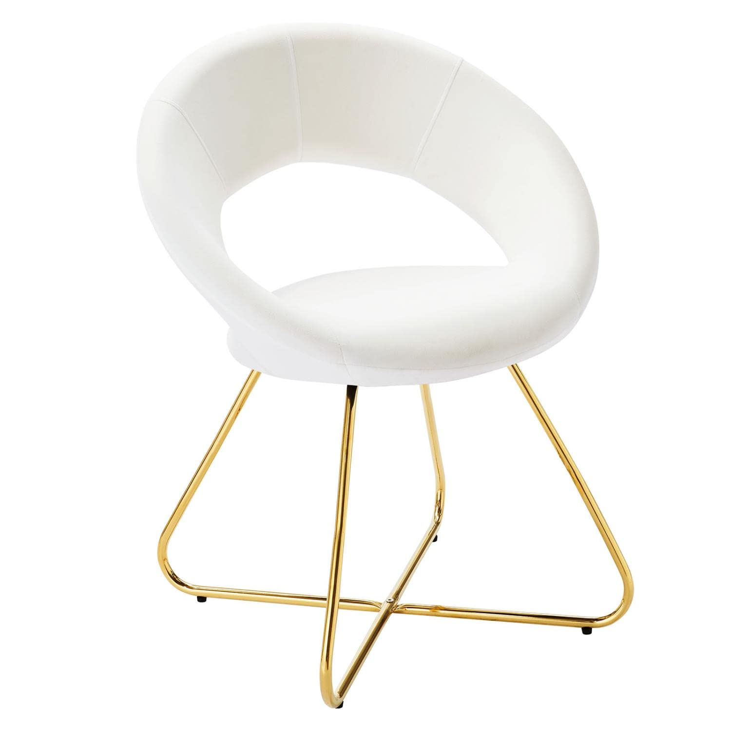 Modway Nouvelle Moday Performance Velvet Dining Chairs in Gold White-Set of 2