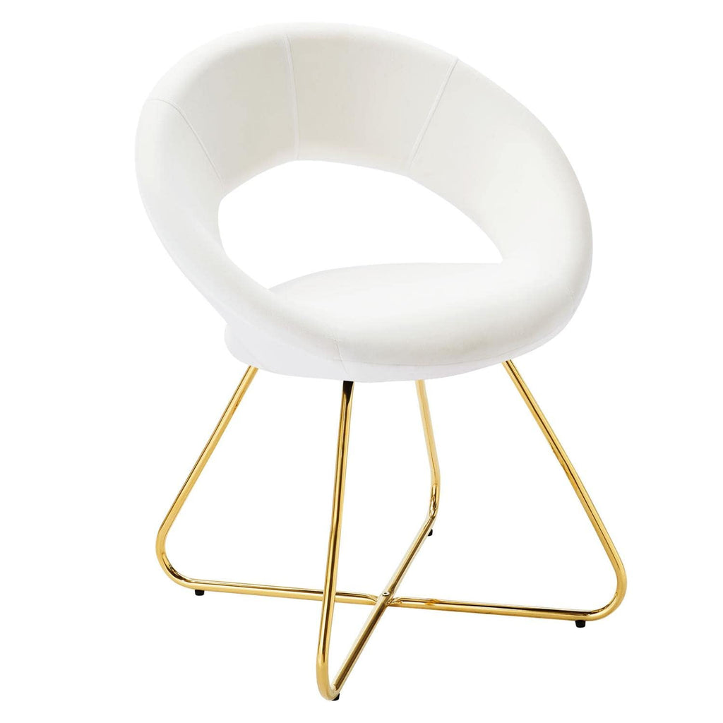 Modway Nouvelle Moday Performance Velvet Dining Chairs in Gold White-Set of 2