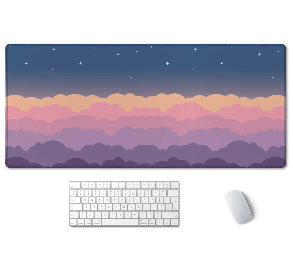 Ssoiu Cute Clouds Purple Desk Mat, Desk Mat Cute, Mouse Pad Cute, Desk Pad Cute, Extra Large Desk Mat, Full Desk Xxl Extended Ga