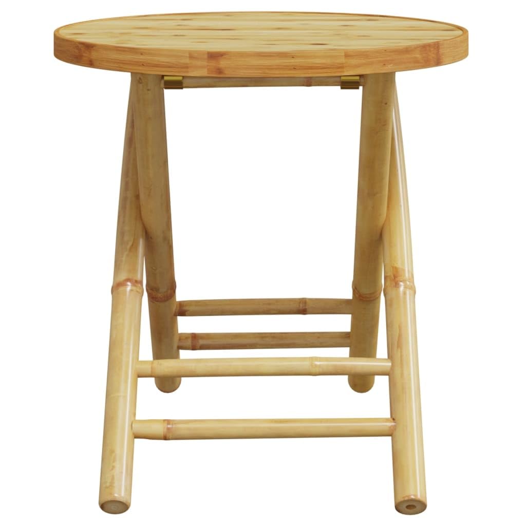 vidaXL Folding Patio Table - Round Bamboo Garden Table - Outdoor Furniture with Foldable Design - Slat Design Ø17.7"x17.7"