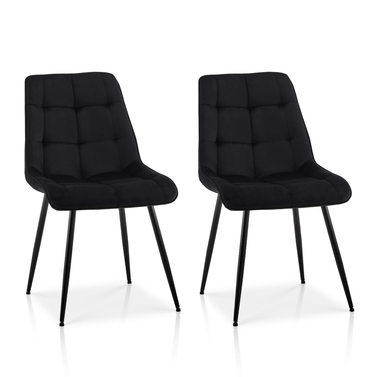 Tukailai Armless Velvet Dining Chairs Set Of 2 Kitchen Chairs, Soft Comfy Upholstered Seat Mid-Century Modern Side Chair Accent Chairs With Backrest Metal Legs Dining Living Room Lounge Chairs Black