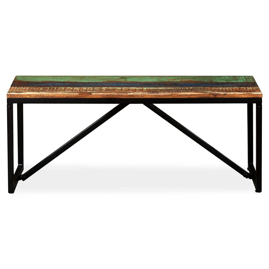 vidaXL Industrial Solid Reclaimed Wood Bench with Vintage Charm, Easy Assembly, Durable and Eco-Friendly, Multicoloured, 43.3&quot;x13.8&quot;x17.7&quot;