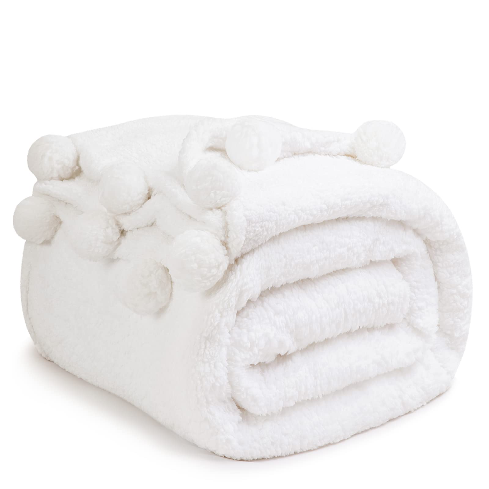 Lbro2M Double Sided Sherpa Blanket,Twin Size Super Soft Fuzzy Plush Warm Cozy Fluffy Throw Reversible Luxurious Blankets (White)