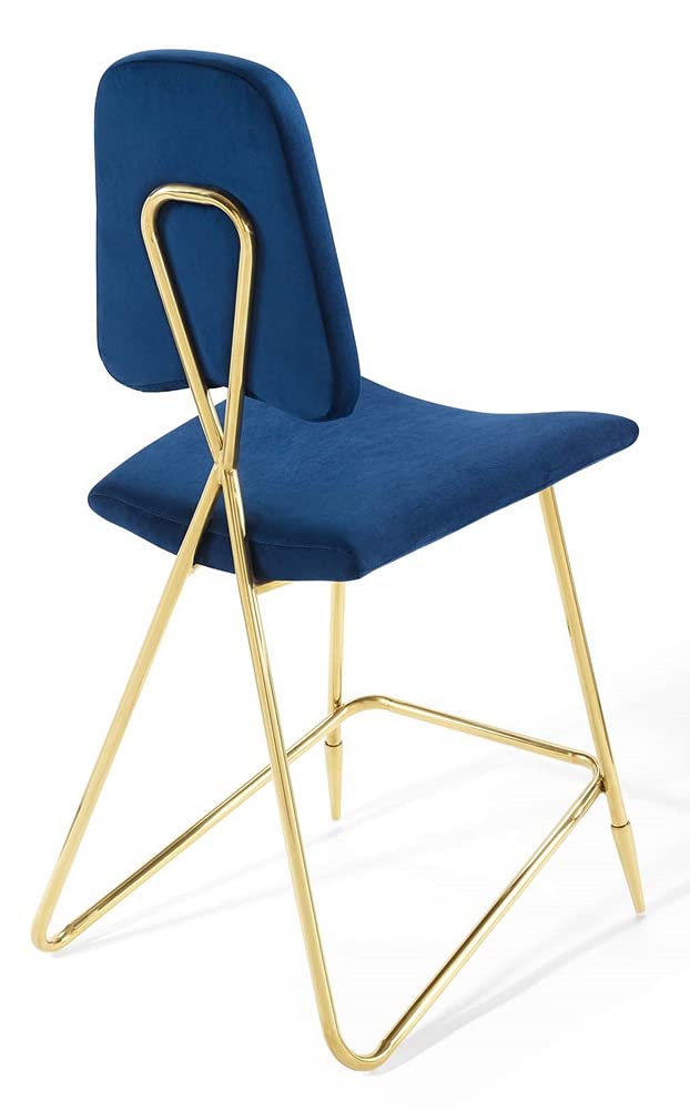 Modway Ponder Performance Velvet Counter Stool, Navy