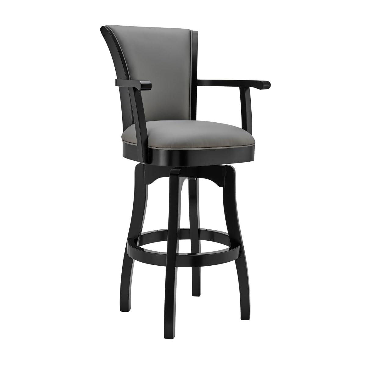 HomeRoots 477050 45 in. Gray Faux Leather & Iron Swivel Bar Height Chair