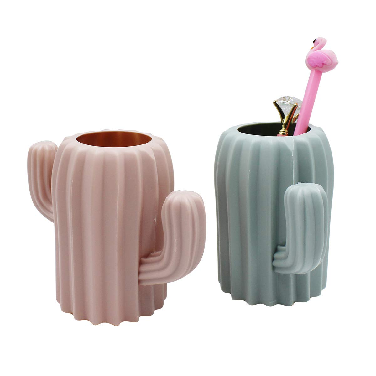 Aibearty 2 Pcs Creative Cactus Shaped Pencil Holder Container Desktop Pen Brush Organizer Office Stationery Supplies Home Decor,
