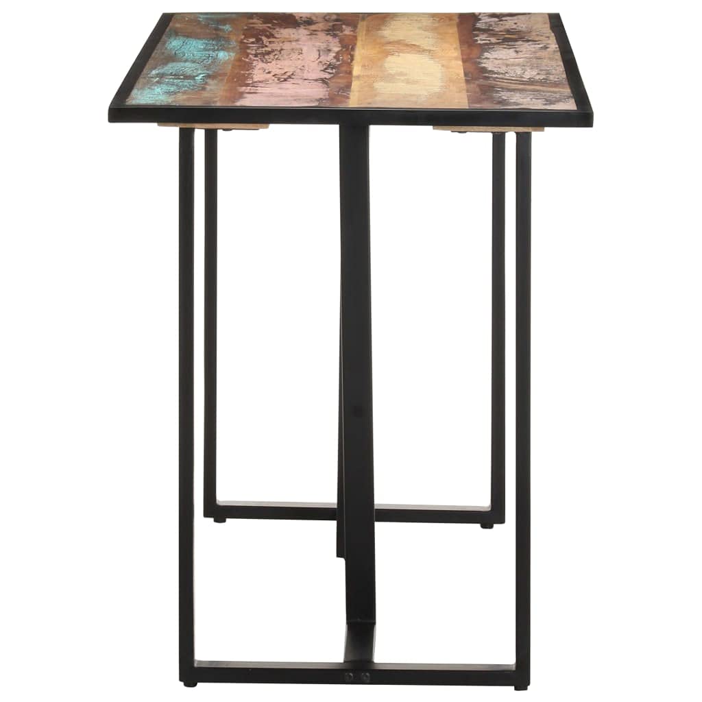 vidaXL Solid Rough Mango Wood Dining Table with Iron Legs, Industrial Design, Eco-Friendly and Durable Construction, Unique Grain Details, Suitable for Dining Area, 55.1&quot; x 27.6&quot; x 29.9&quot;