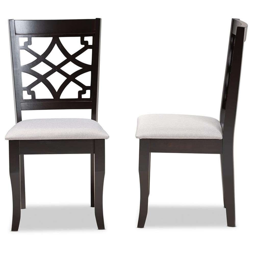 Baxton Studio Mael Modern and Contemporary Grey Fabric Upholstered and Dark Brown Finished Wood 2-Piece Dining Chair Set