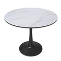 Bristol 31 round dining table Black base with marbled MDF top
