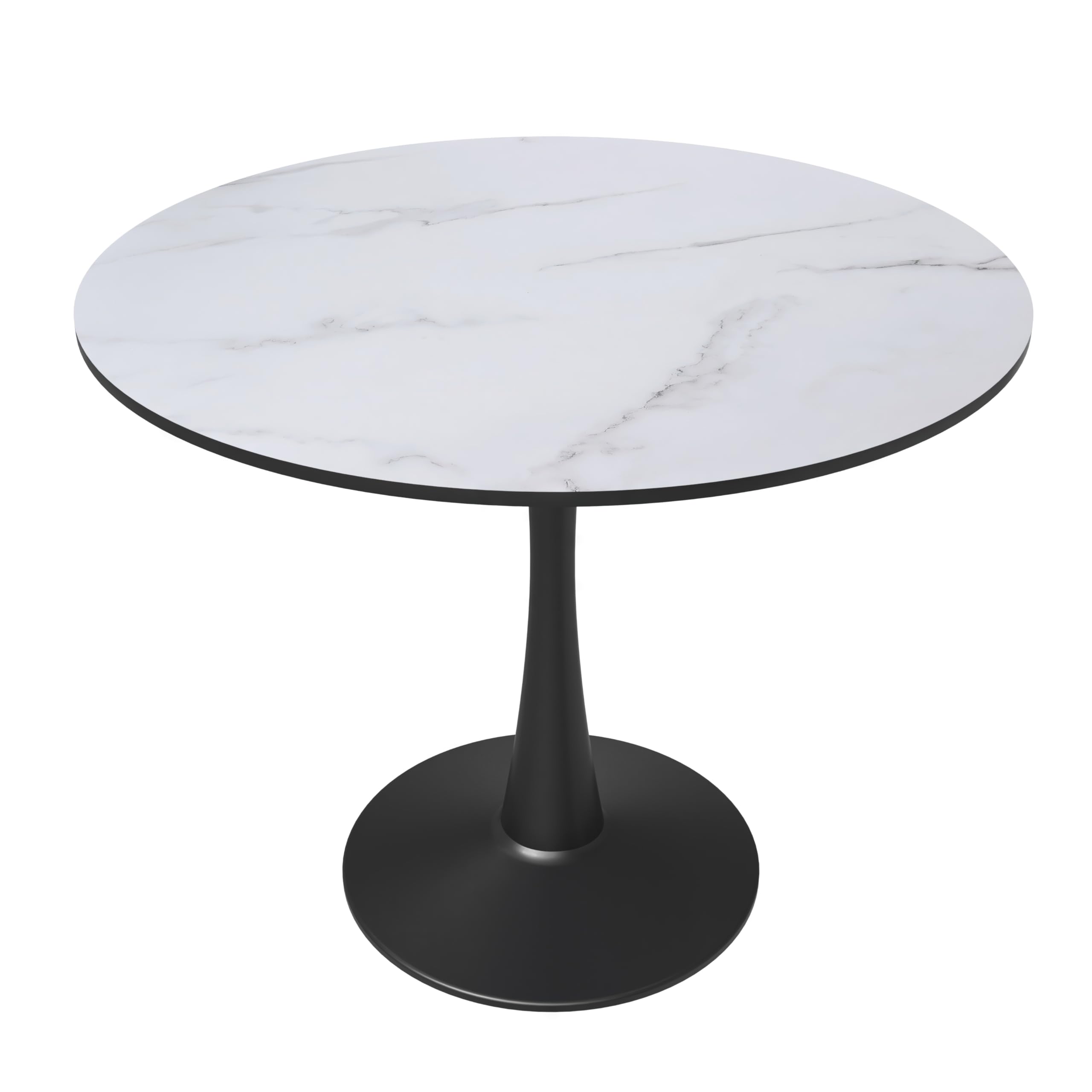 Bristol 31 round dining table Black base with marbled MDF top