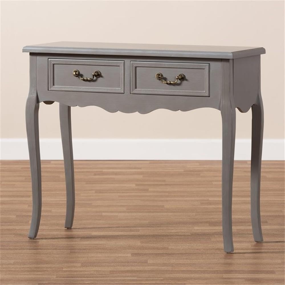 Baxton Studio Capucine 35 1/2&quot; Wide Gray Wood 2-Drawer Console Table