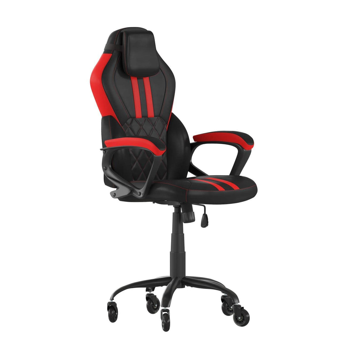 Flash Furniture Stone Ergonomic Office Computer Chair - Adjustable Black And Red Designer Gaming Chair - 360° Swivel - Transparent Roller Wheels