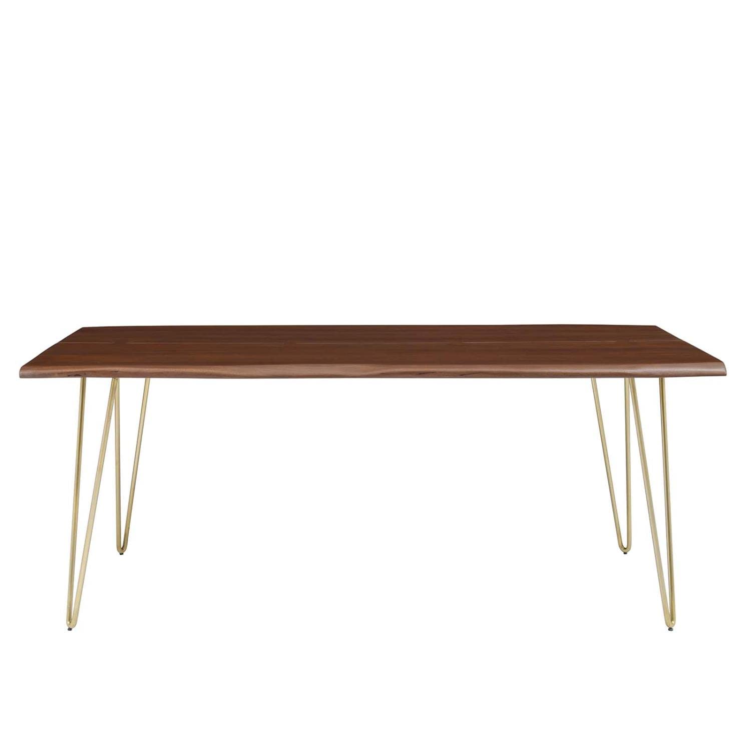 Modway Ardor 74&Quot; Live Edge Acacia Wood Rectangular Dining Table In Gold Walnut