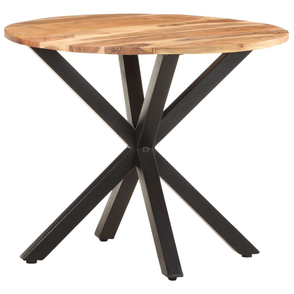 vidaXL Round Side Table in Solid Acacia Wood with Industrial Charm - Easy Assembly, Distinctive Wood Grains, Eco-Friendly Material, Natural Finish