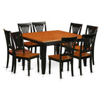 East West Furniture PFPL9-BCH-W 9 Piece Dining Table Set Includes a Square Dining Room Table with Butterfly Leaf and 8 Wood Seat Chairs, 54x54 Inch, Black & Cherry