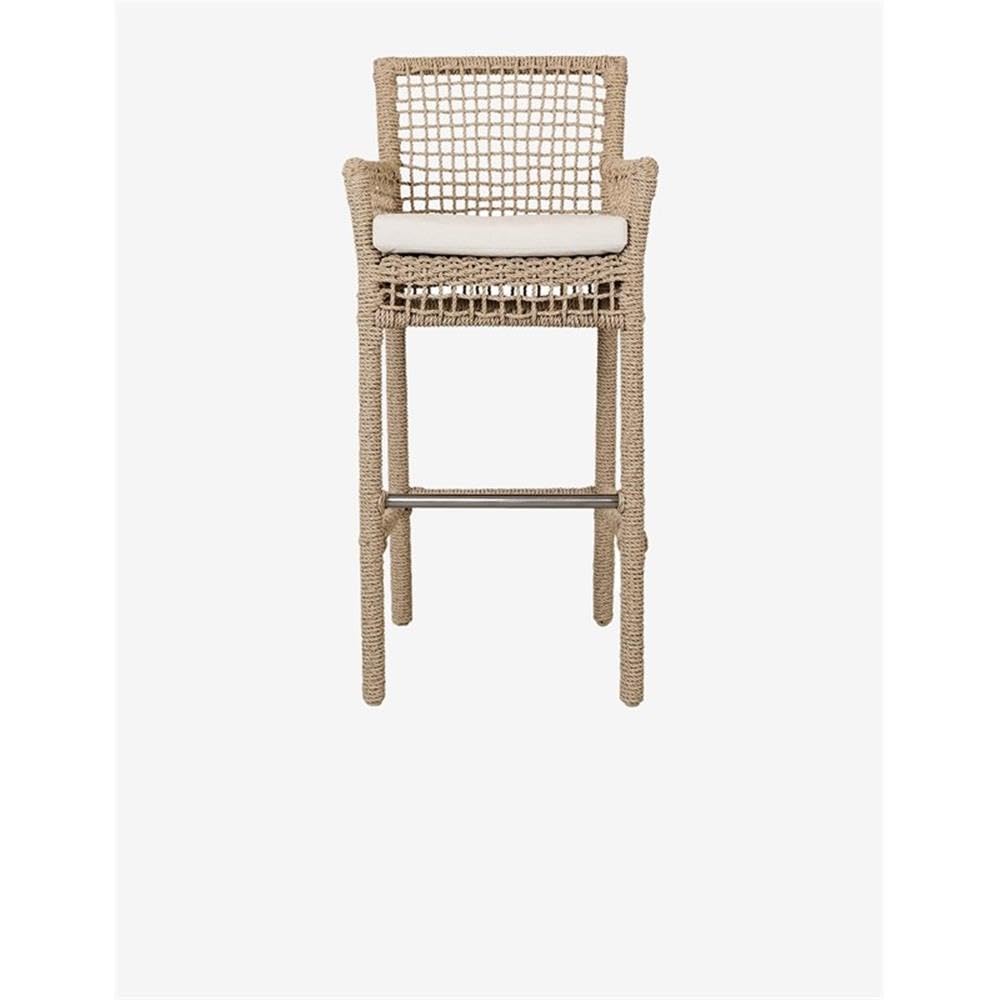 Kosas Home Brisbane 31" Olefin & Aluminum Bar Stool in Natural Brown