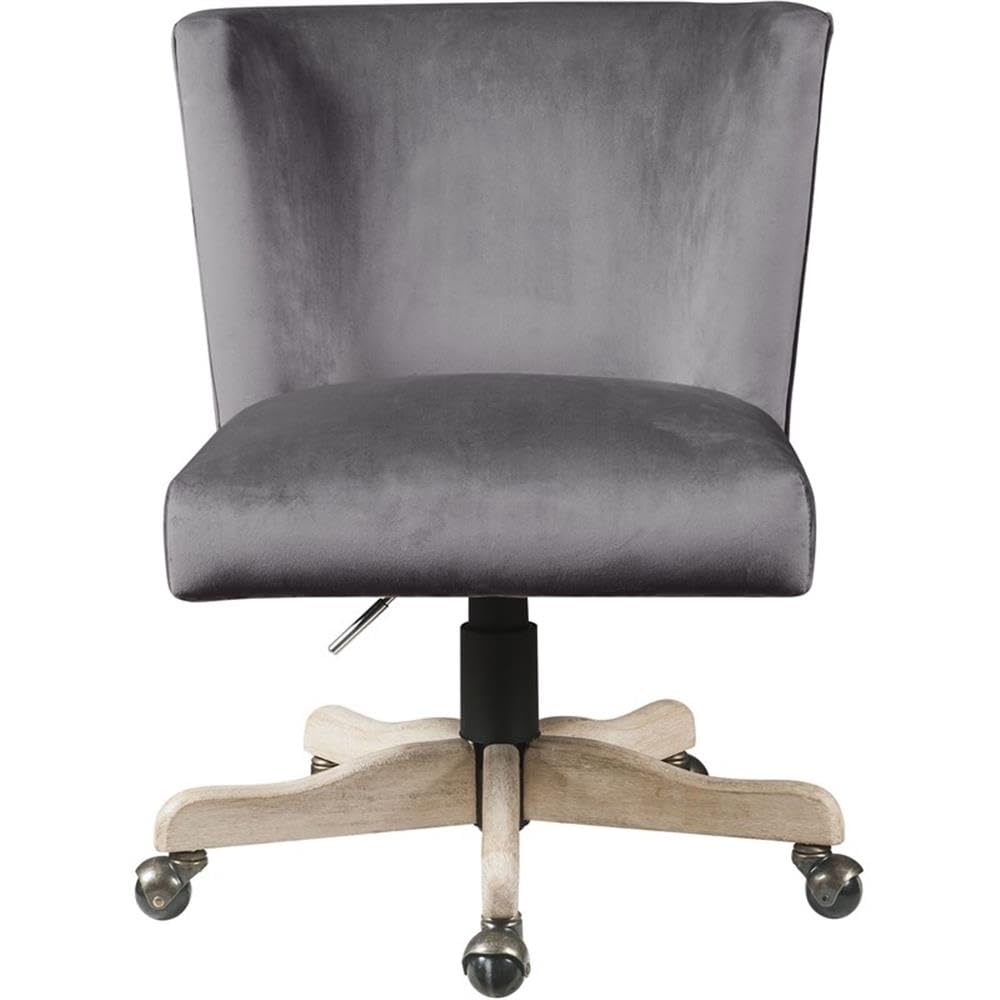 Acme Cliasca Velvet Upholstered Armless Office Chair with Swivel Seat in Gray