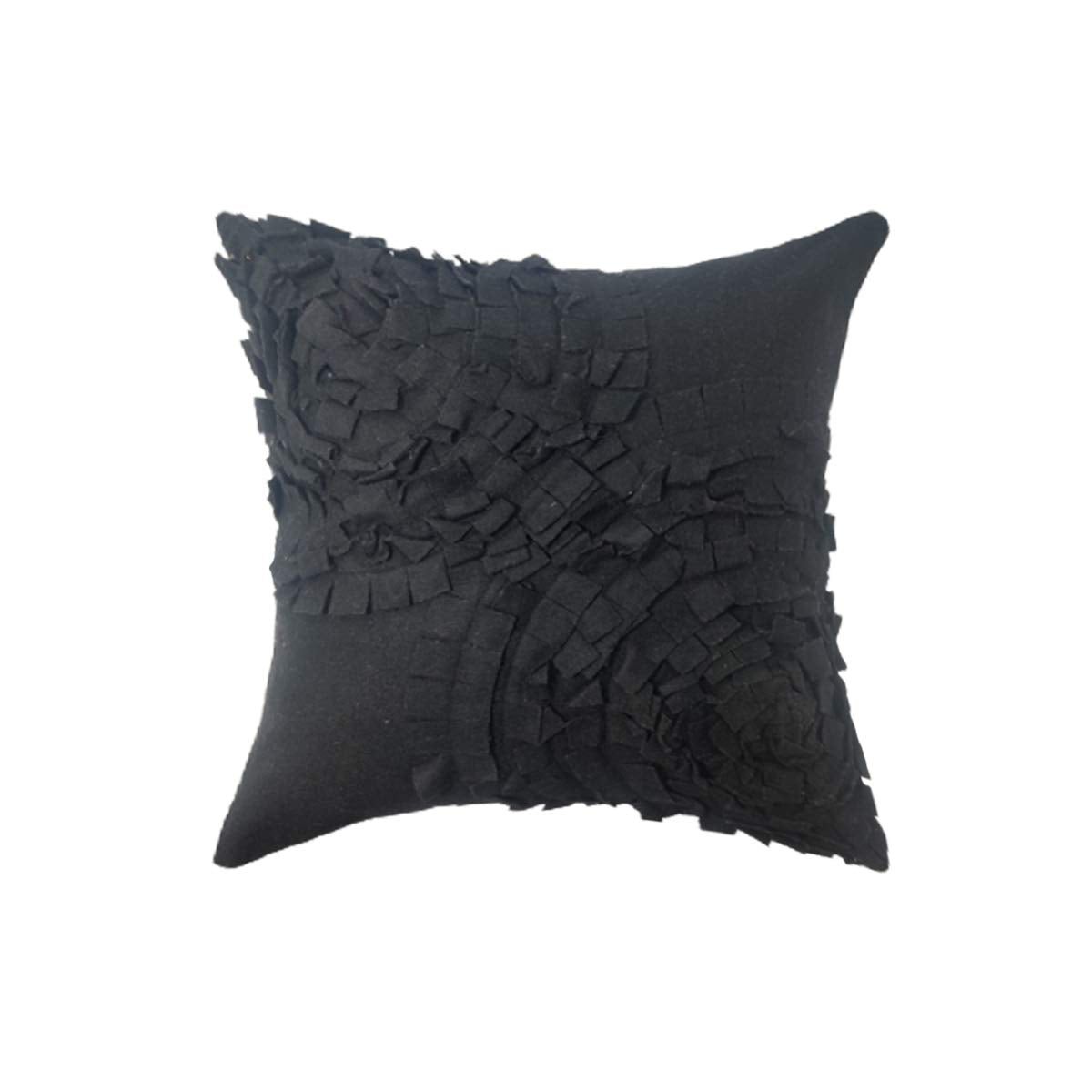 Sajavat Home Shf_S_1140 Wool Stripe Stitching Cushion Cover (Pack Of 1) 16X16 Inches / 40X40 Cm Black