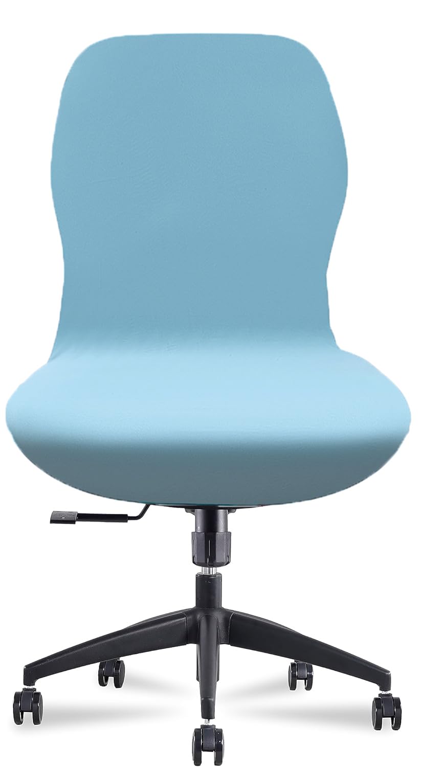 Deisy Dee Velvet Stretch Armless Office Chair Covers - Colorful Stretch Slipcover For Desk Chairs (Baby Blue)