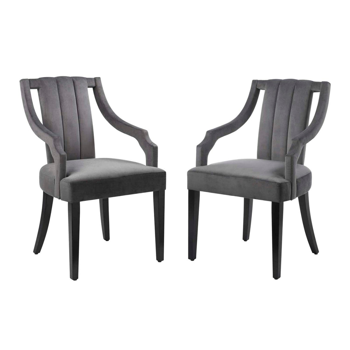 Modway Virtue Performance Velvet Dining Chairs In Gray (Set Of 2)