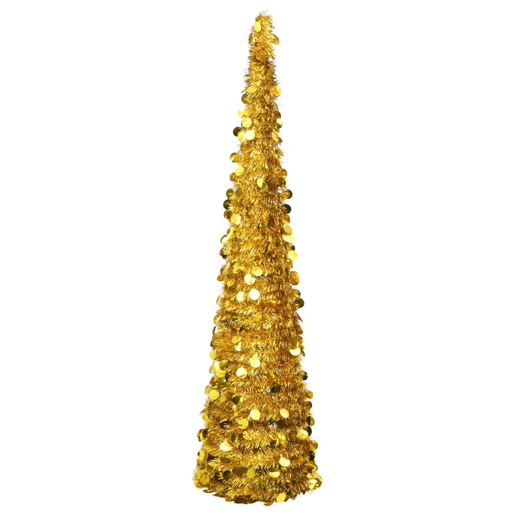 'vidaXL Gold 6 ft Pop-up Artificial Christmas Tree, PET Material, Lightweight and Collapsible for Easy Storage, Versatile Indoor