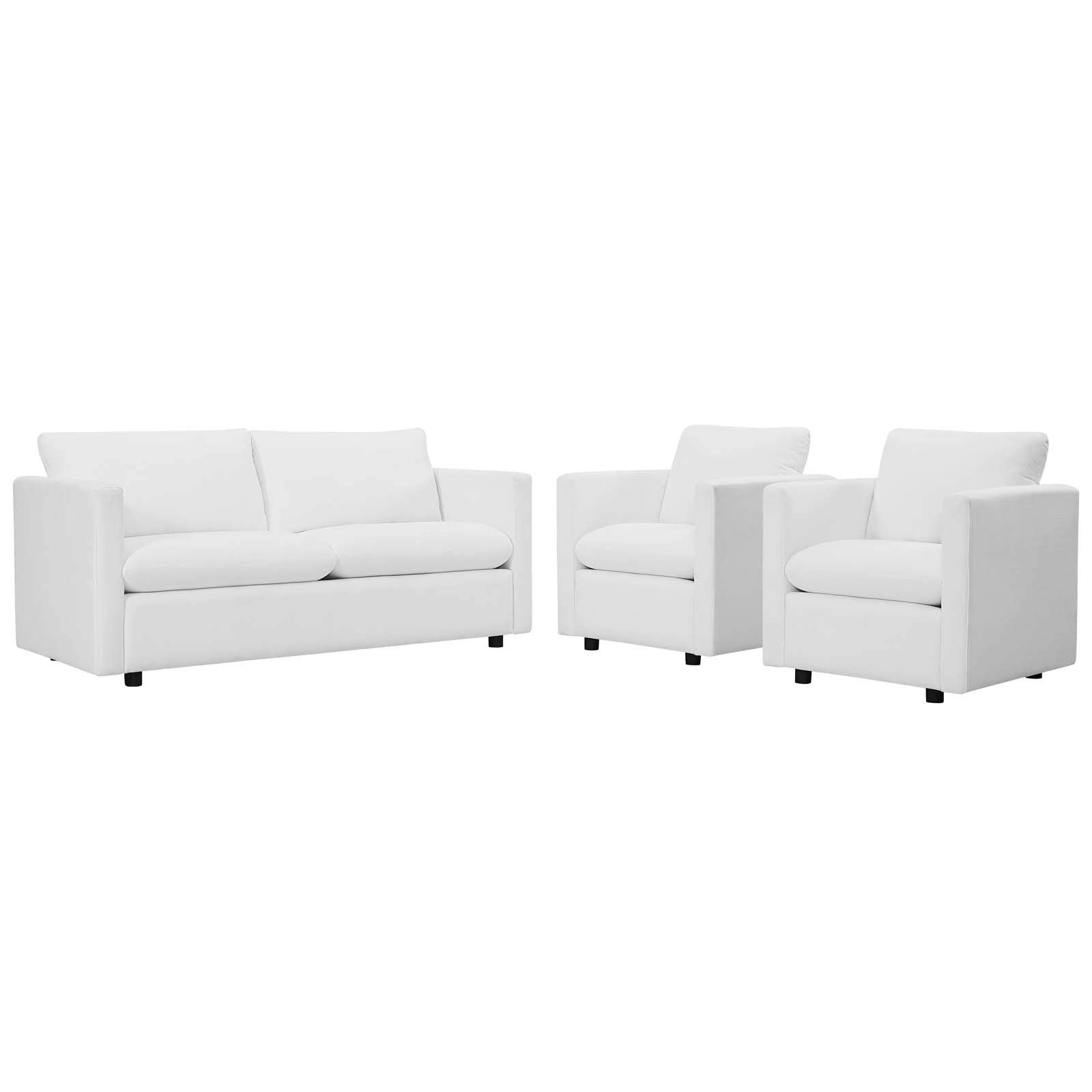 Modway Activate 3 Piece Upholstered Fabric Set, White