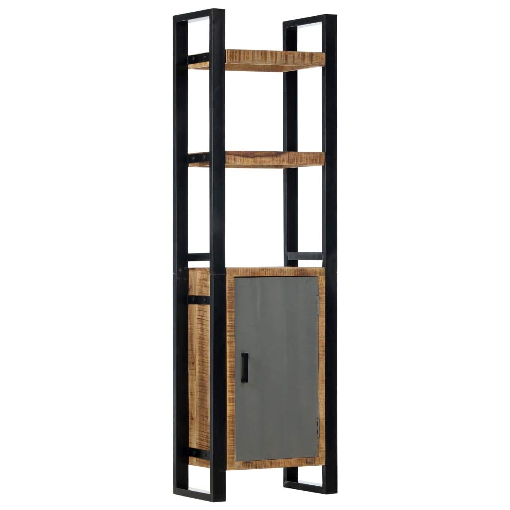 vidaXL Industrial-Style Freestanding Bookshelf with Solid Mango Wood Construction and Iron Stand - 19.7&quot;x11.8&quot;x66.9&quot;