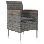 vidaXL 7-Piece Patio Dining Set - Gray & Black - PE Rattan Chairs, Glass Tabletop - Outdoor/Garden Furniture